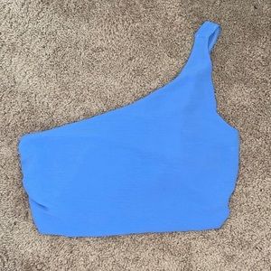 One shoulder Blue Crop Top